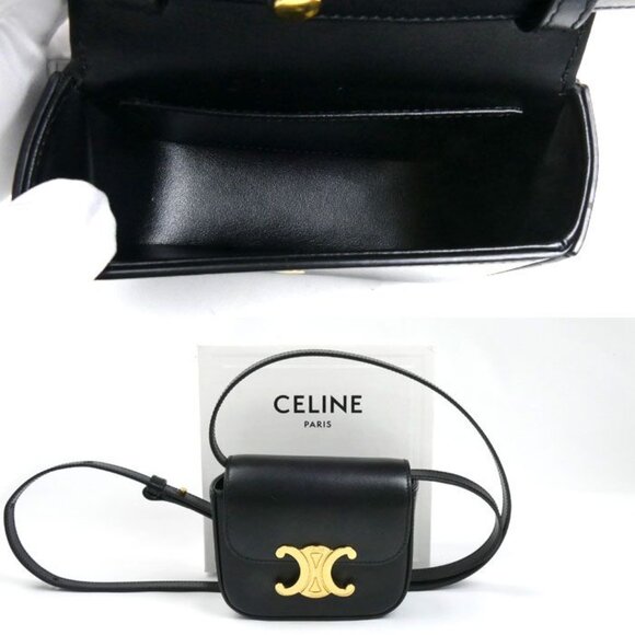 Celine Triomphe Mini Claude Shoulder Bag Black 10 I513 Dpv38 no - Picture 9 of 9